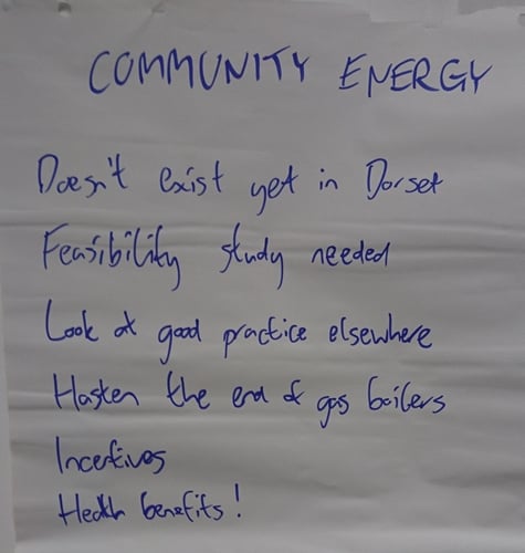 Flipchart notes from community energy discussion