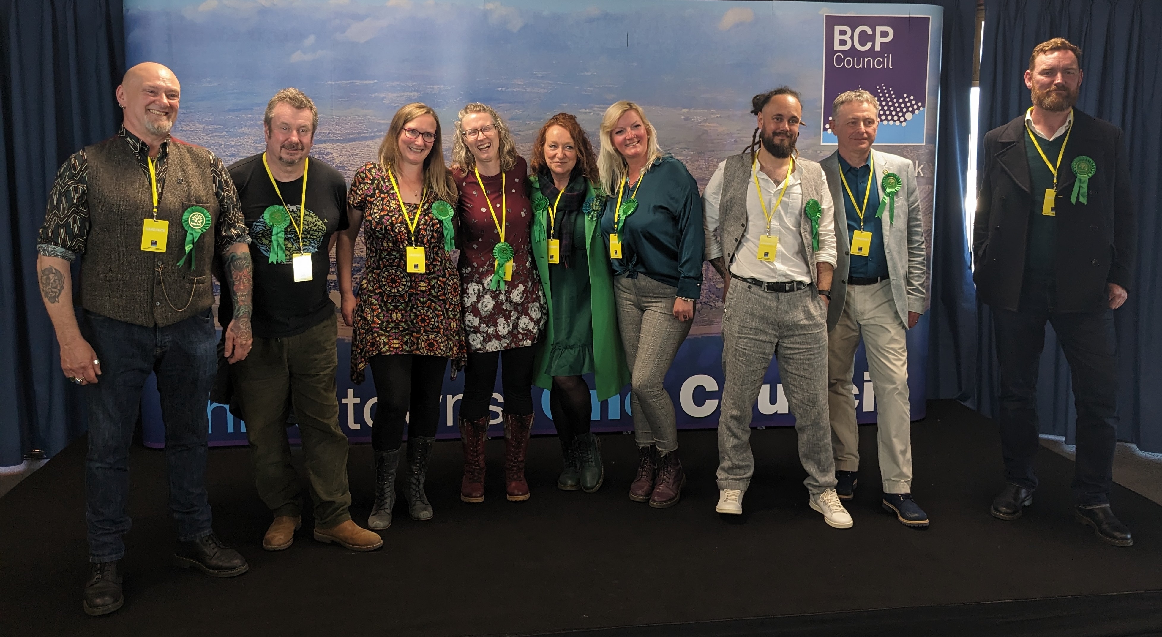 Green Party candidates at the end of the election count