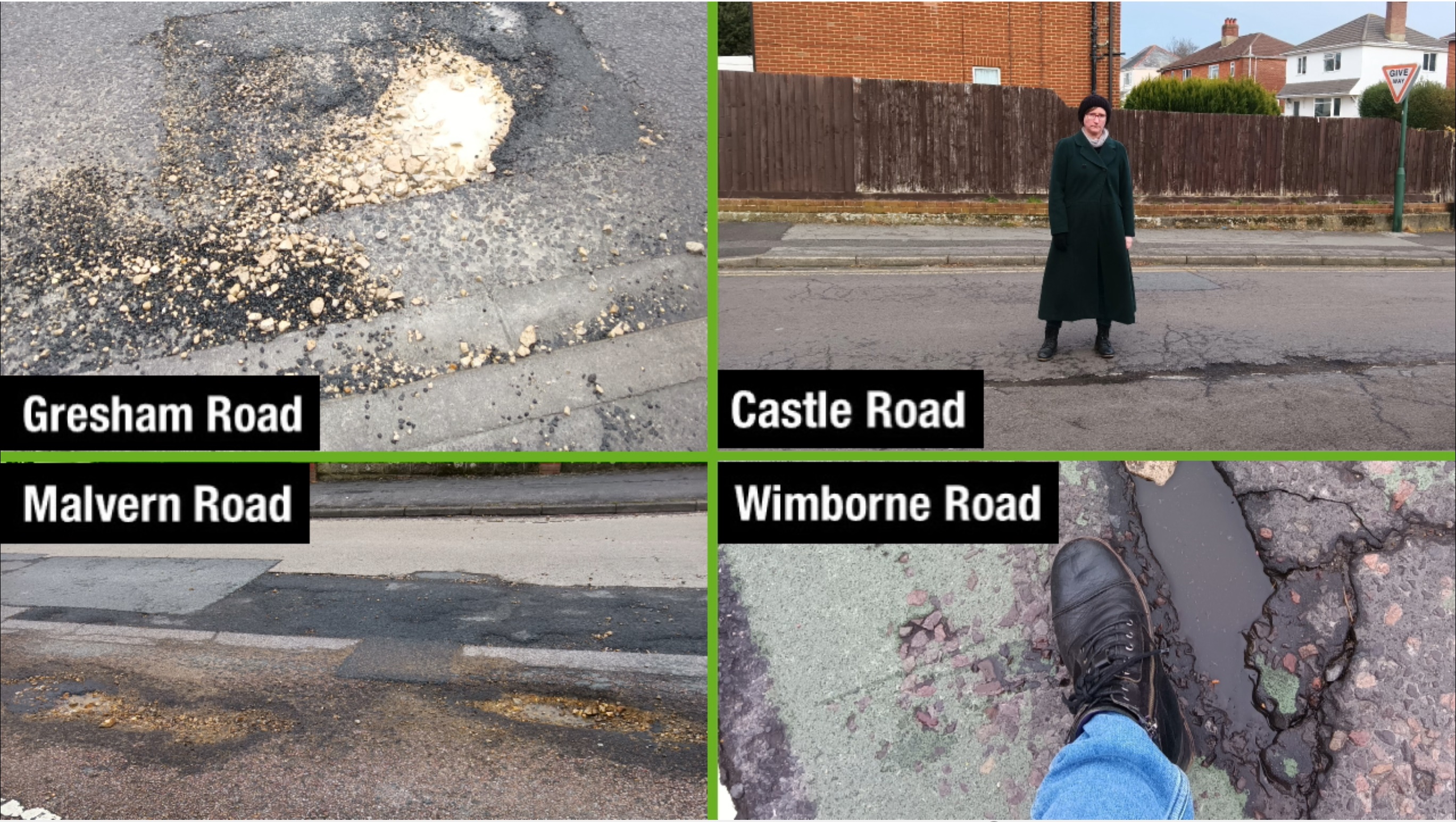 Potholes in Moordown, reported by Kate Salmon