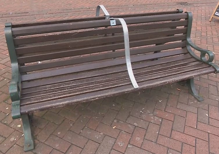 "Anti-homeless bars" on benches in Bournemouth