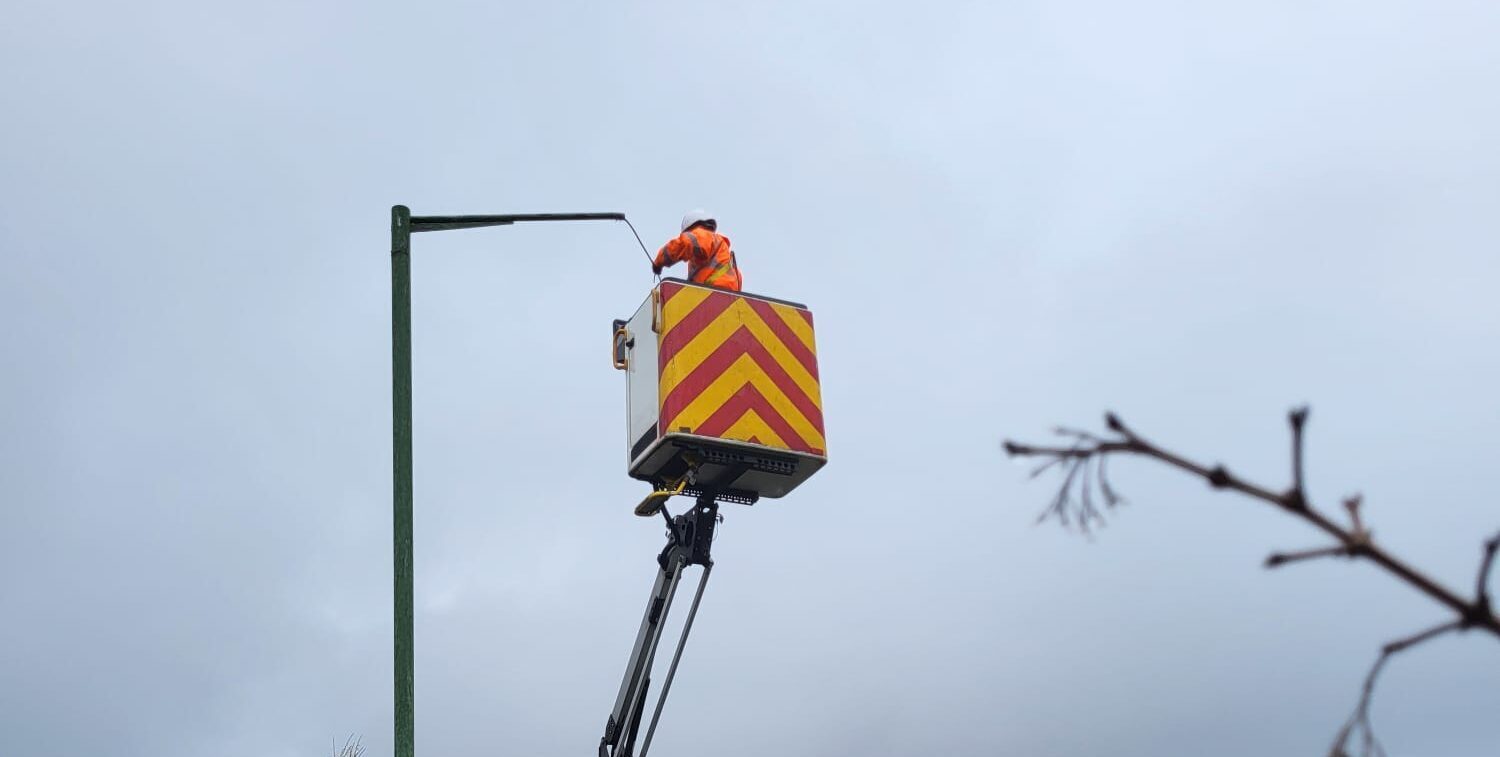 Streetlights being renewed and fixed along Wessex Way